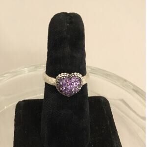 JAI for John Hardy Sterling Pave Amethyst Cluster Heart RING Size 6